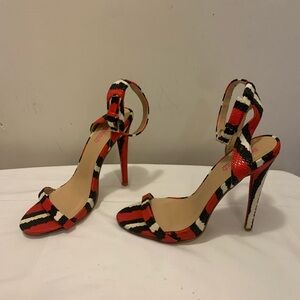 Stylish Red and Black Strappy Heels